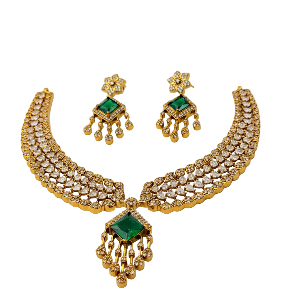 Emerald Prism Kundan Collar Set