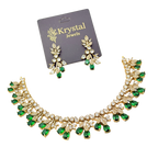 Jewelry set with necklace and earrings on a Krystal Jewels card