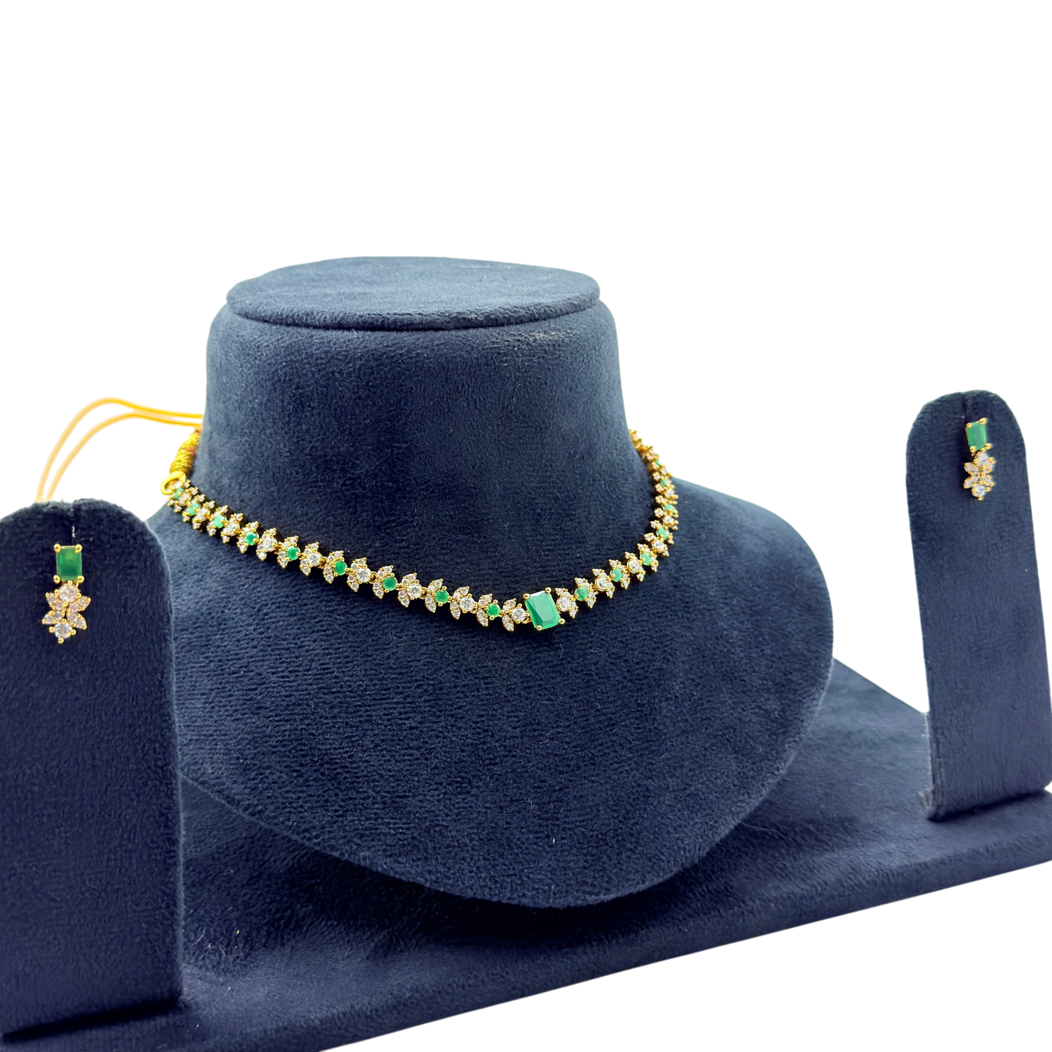 Emerald Solitaire Tennis Choker Set