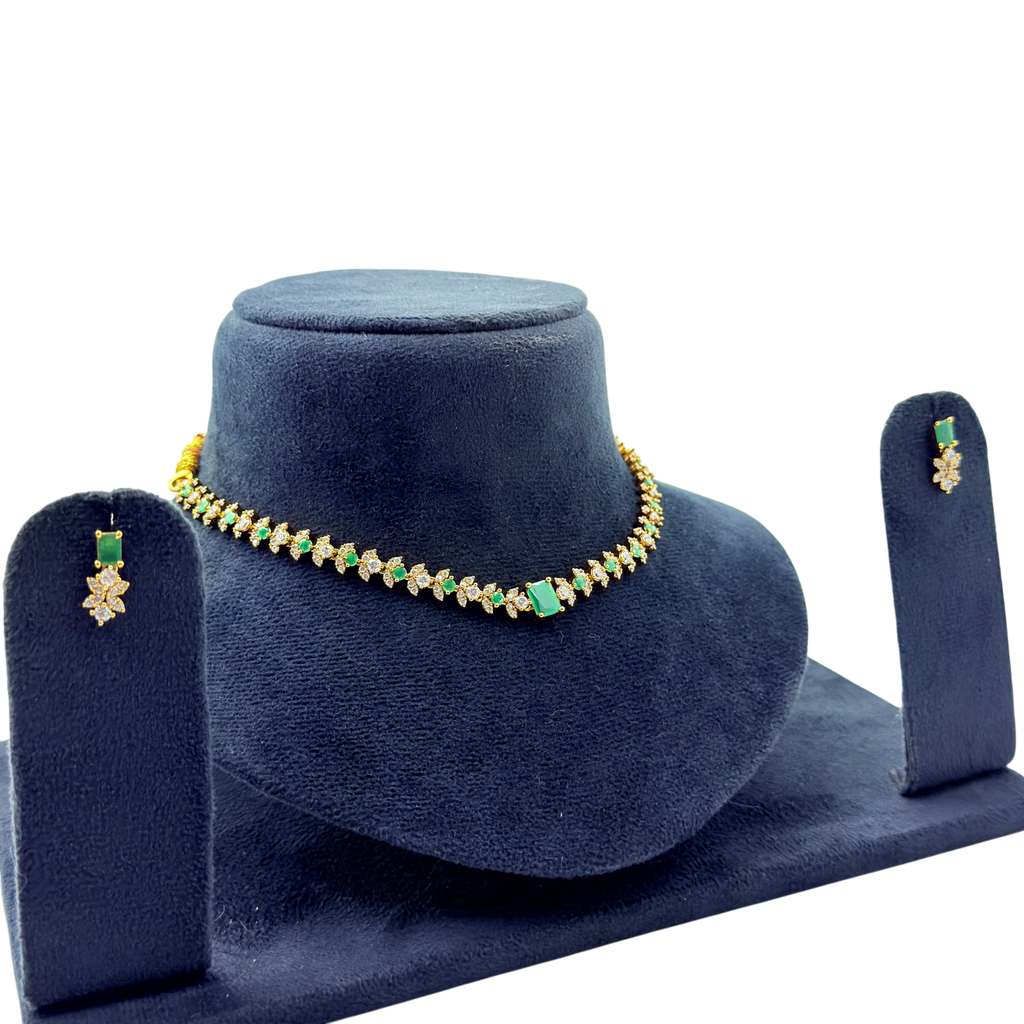 Emerald Solitaire Tennis Choker Set