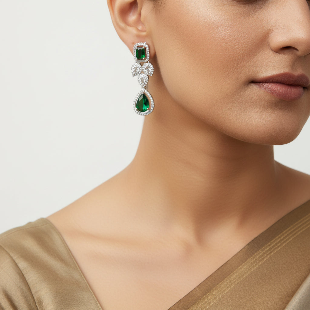 Pair of green gemstone earrings
