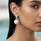 Majestic Pearl Diamond Hoop Earrings