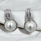 Majestic Pearl Diamond Hoop Earrings