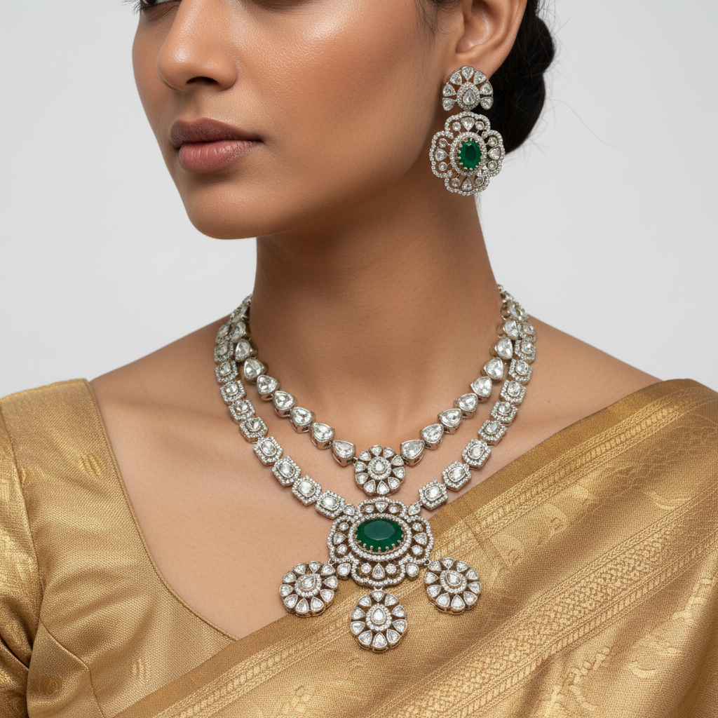 Regal Kundan Necklace Earrings Set