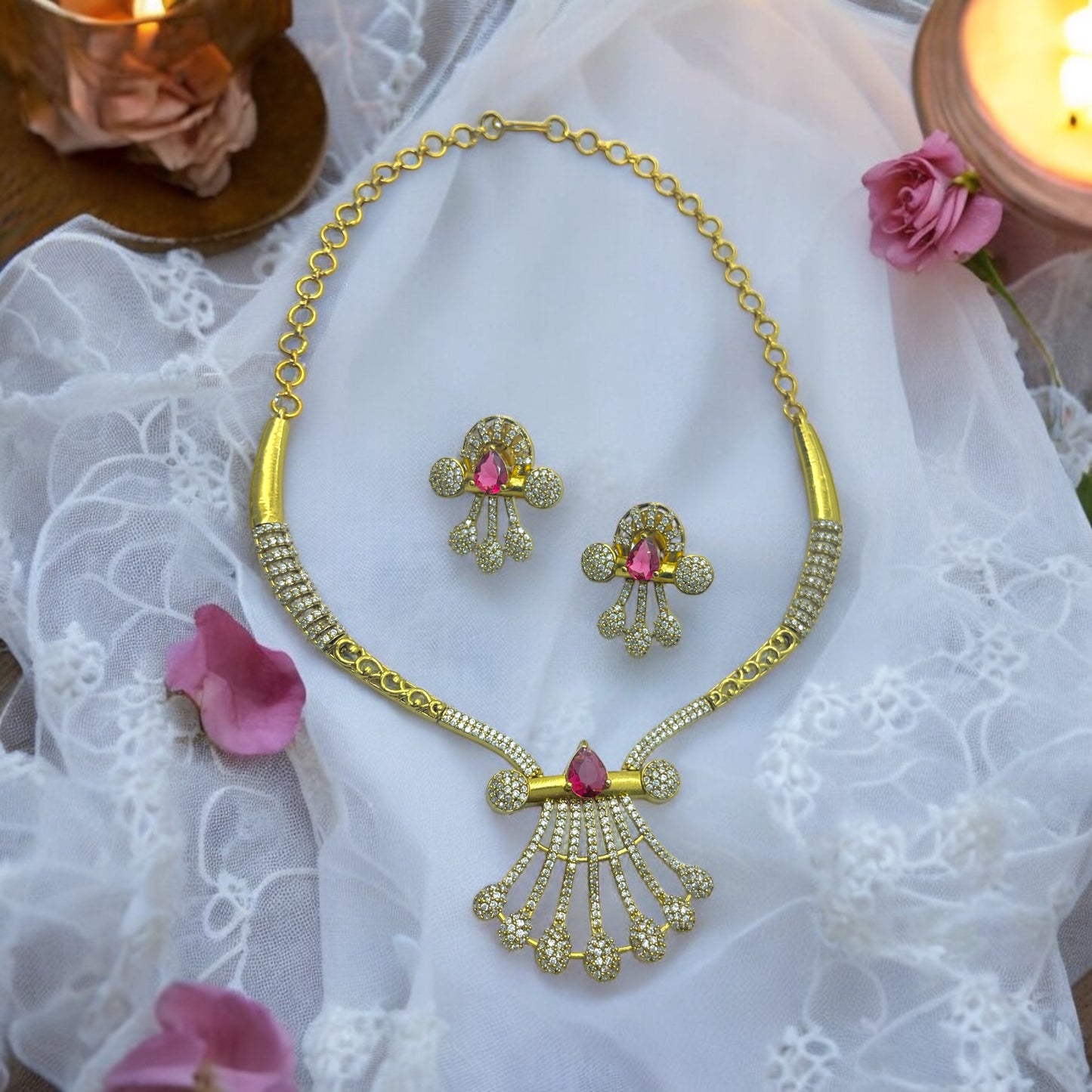 ✨ "Gulbahar" Gold-Plated Necklace Set ✨