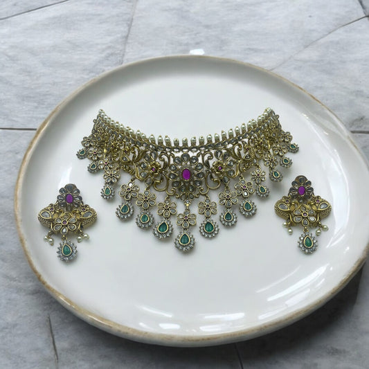 Regal Emerald & Ruby Choker Set