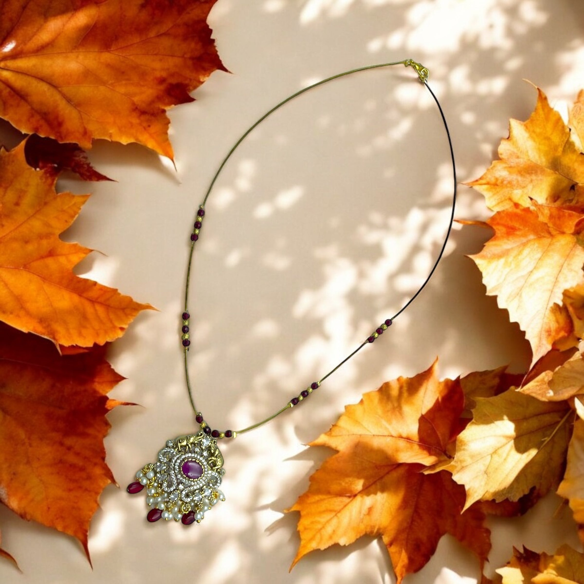 Aaradhya Ruby Pearl Necklace