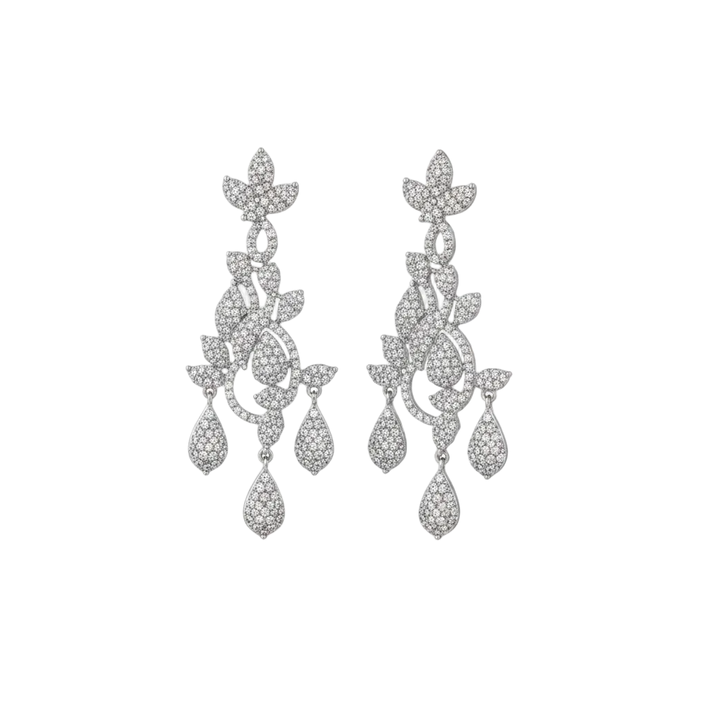Floral Cascade Crystal Drop Earrings