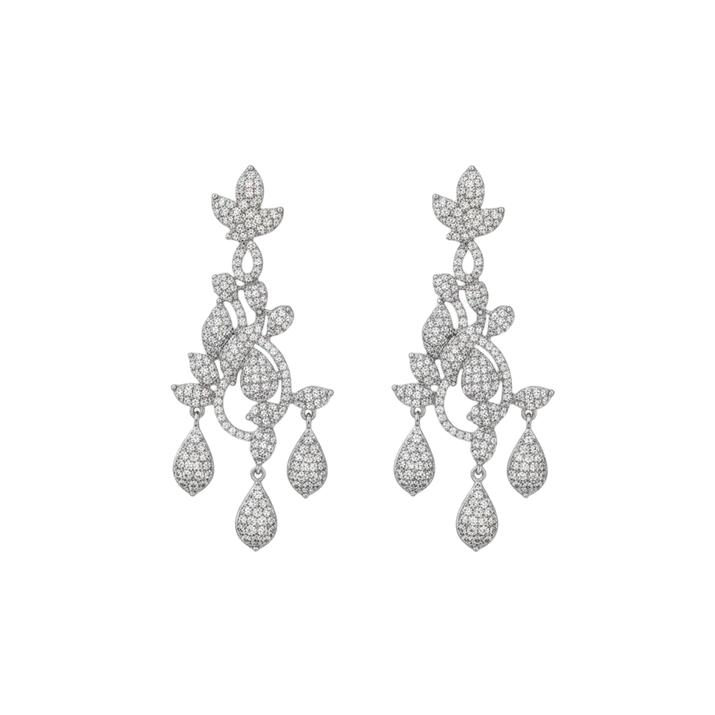 Floral Cascade Crystal Drop Earrings