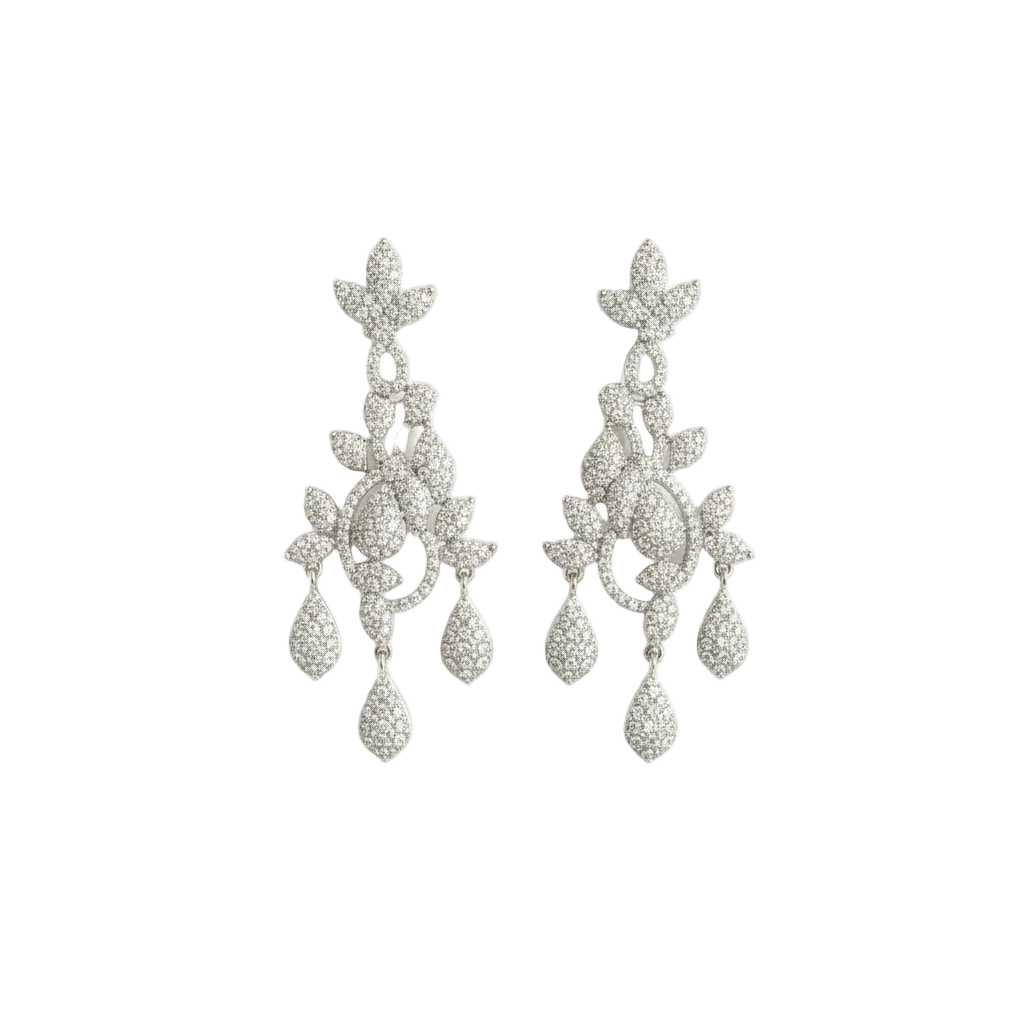 Floral Cascade Crystal Drop Earrings