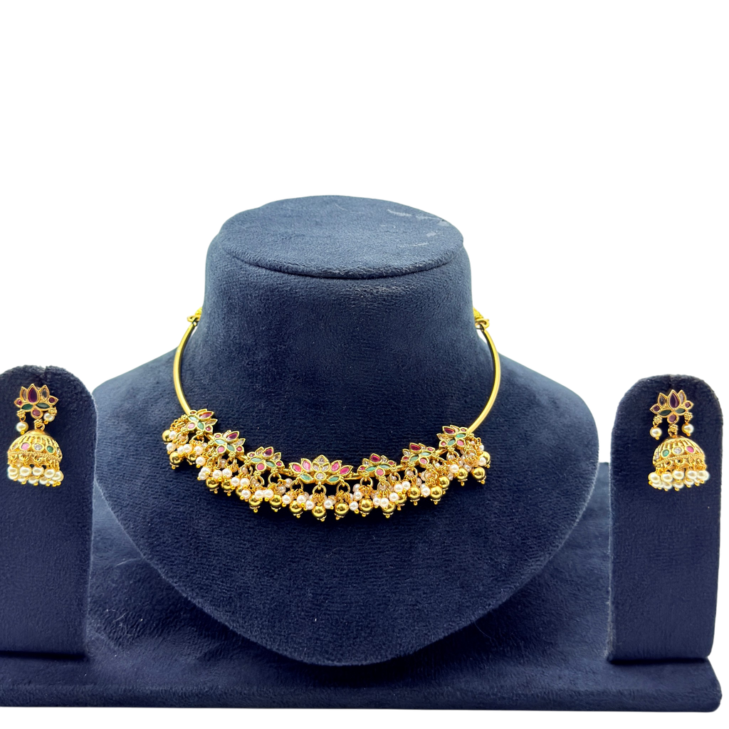 Floral Jhumka Choker Set