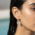 Floral Marquise CZ Drop gold flower-shaped earring