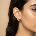 Geometric Cascade CZ Stud Earrings gold earring
