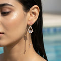 Rose gold Geometric Crystal Tassel Drop Earrings