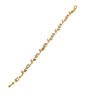 Gold bracelet with pink and white stones on a transparent background