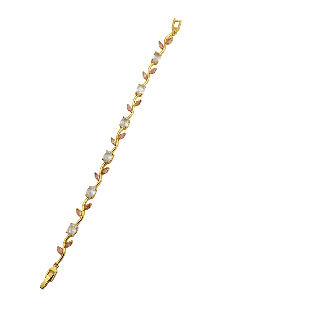 Gold bracelet with embedded stones on a transparent background