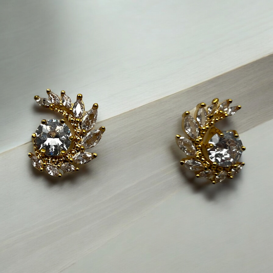 Crystal Vine Gold Stud Earrings