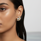 Crystal Vine Gold Stud Earrings