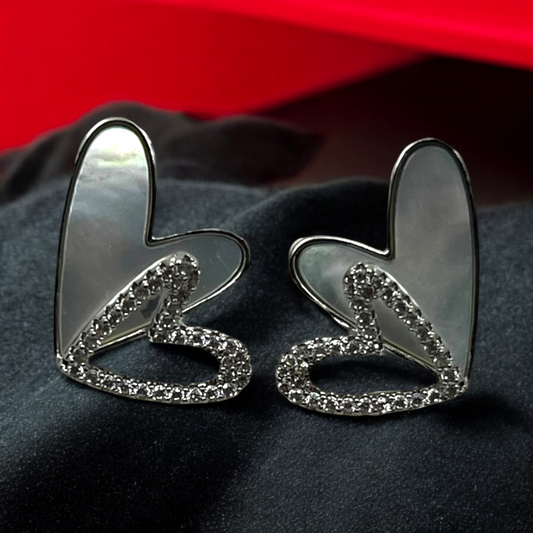 Iridescent Double Heart Earrings