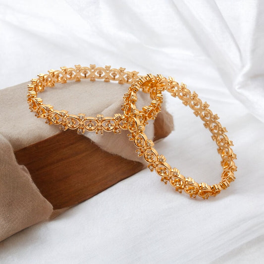 💖"Pallavi Bandhan" Rose Gold Floral Bangle Set💖