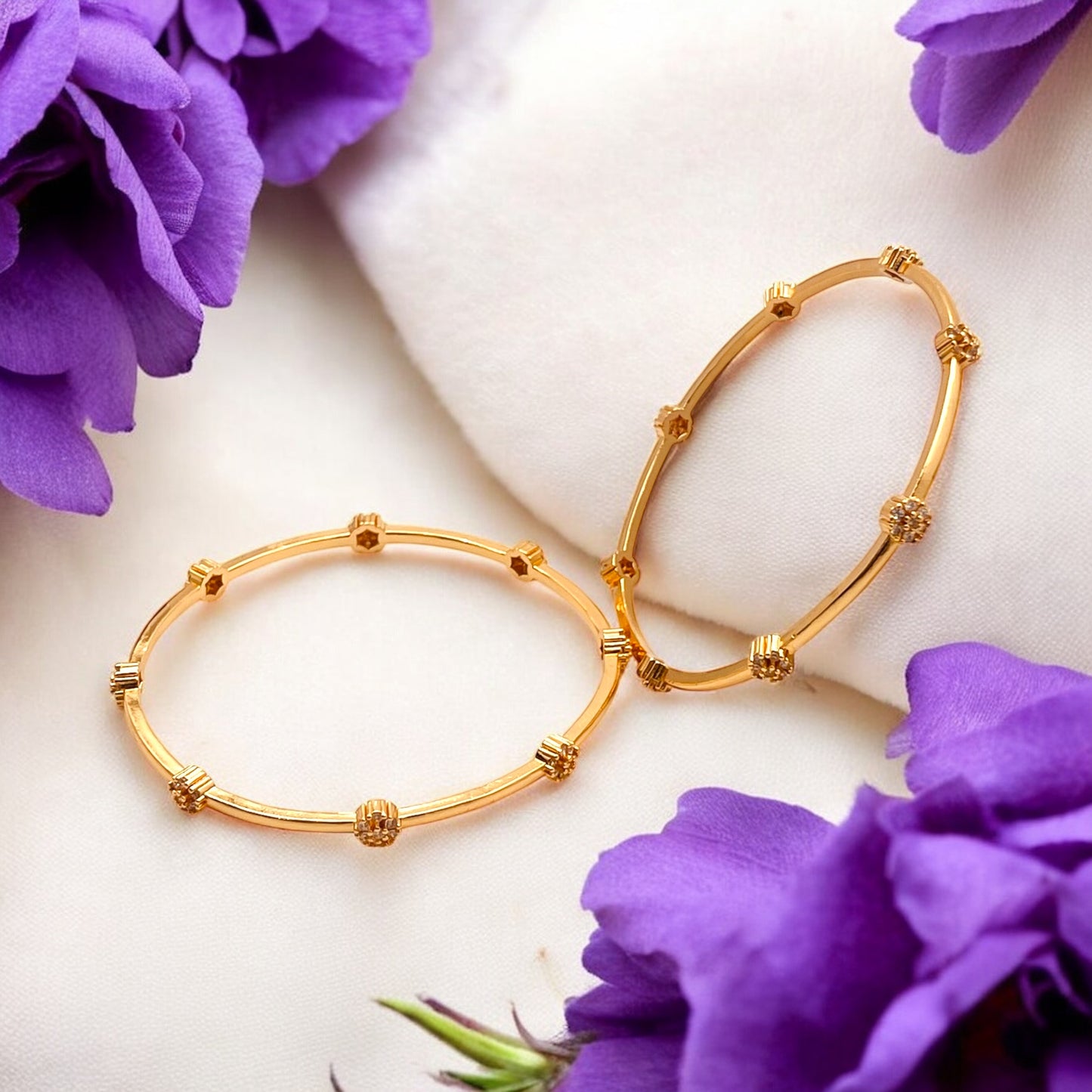 💜"Taraka Bandhan" Rose Gold Floral Bangle Set💜