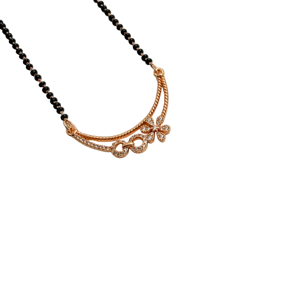 Rose Gold Double Curved Floral Mangalsutra