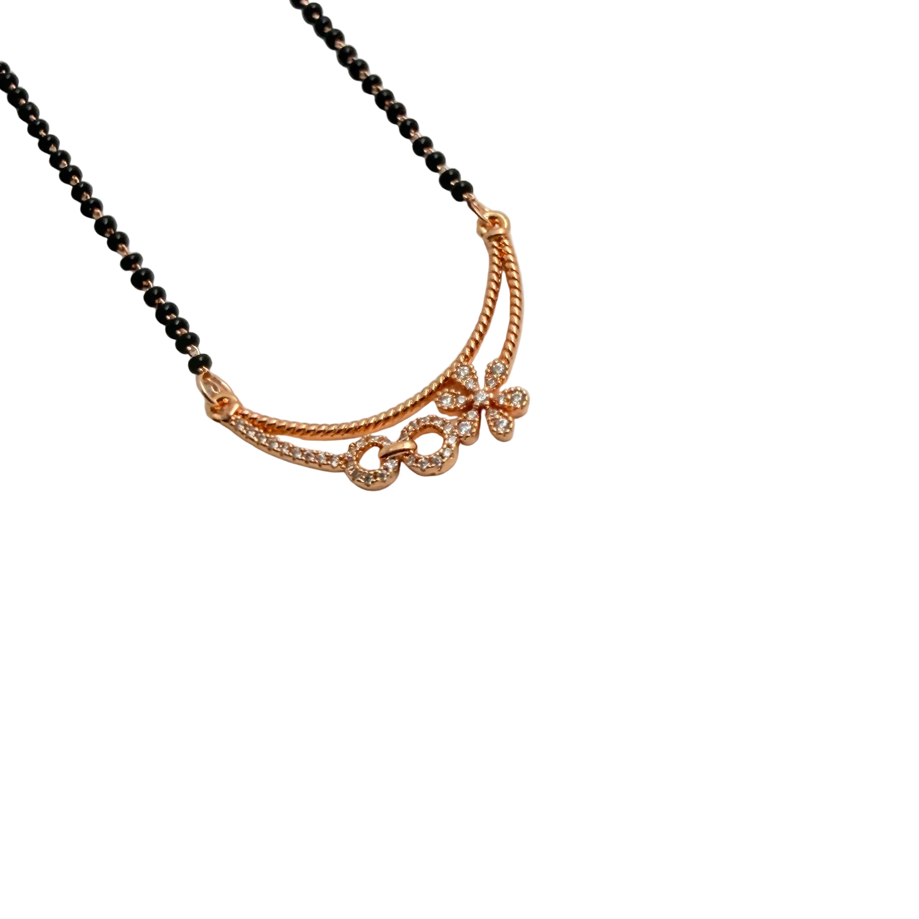 Rose Gold Double Curved Floral Mangalsutra