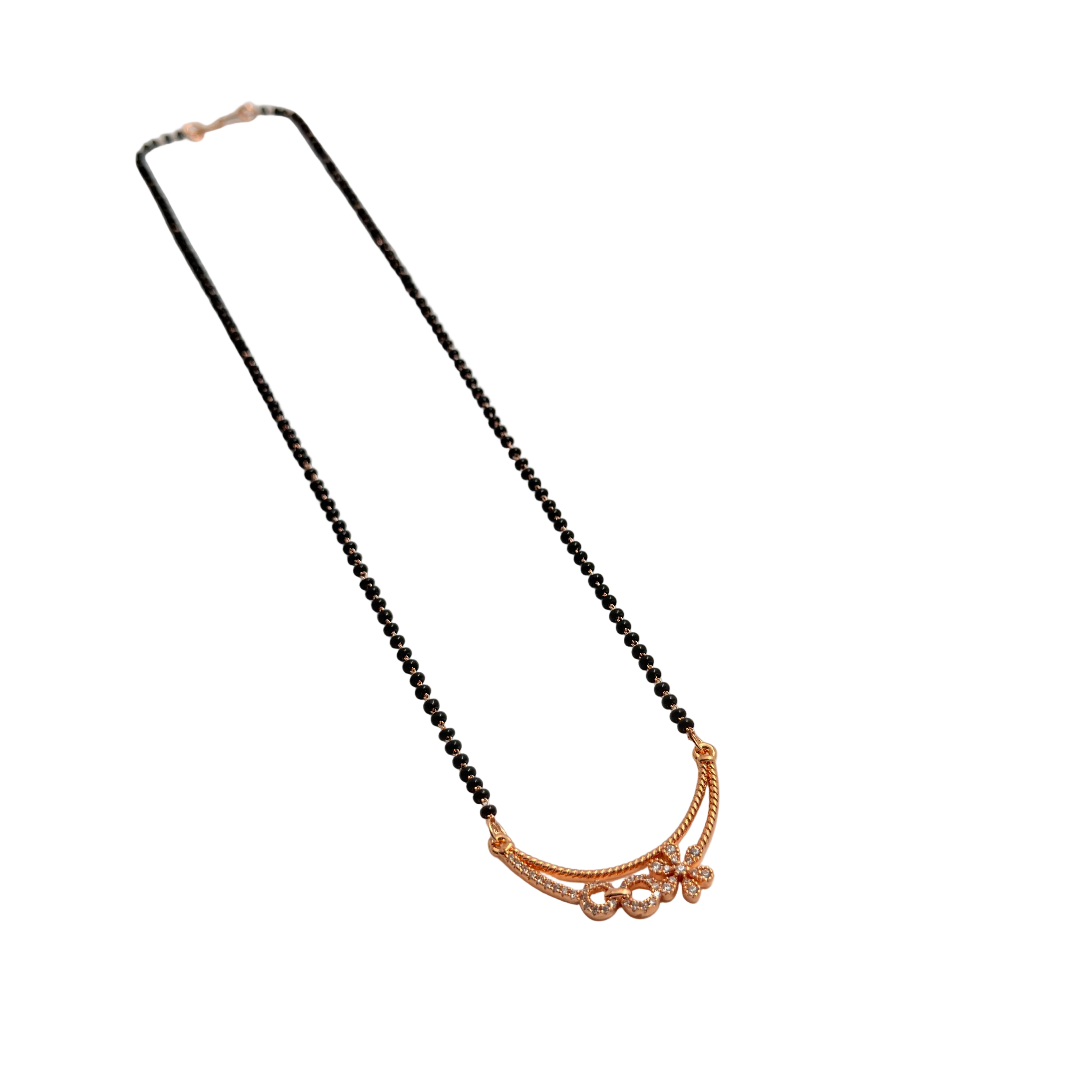Rose Gold Double Curved Floral Mangalsutra