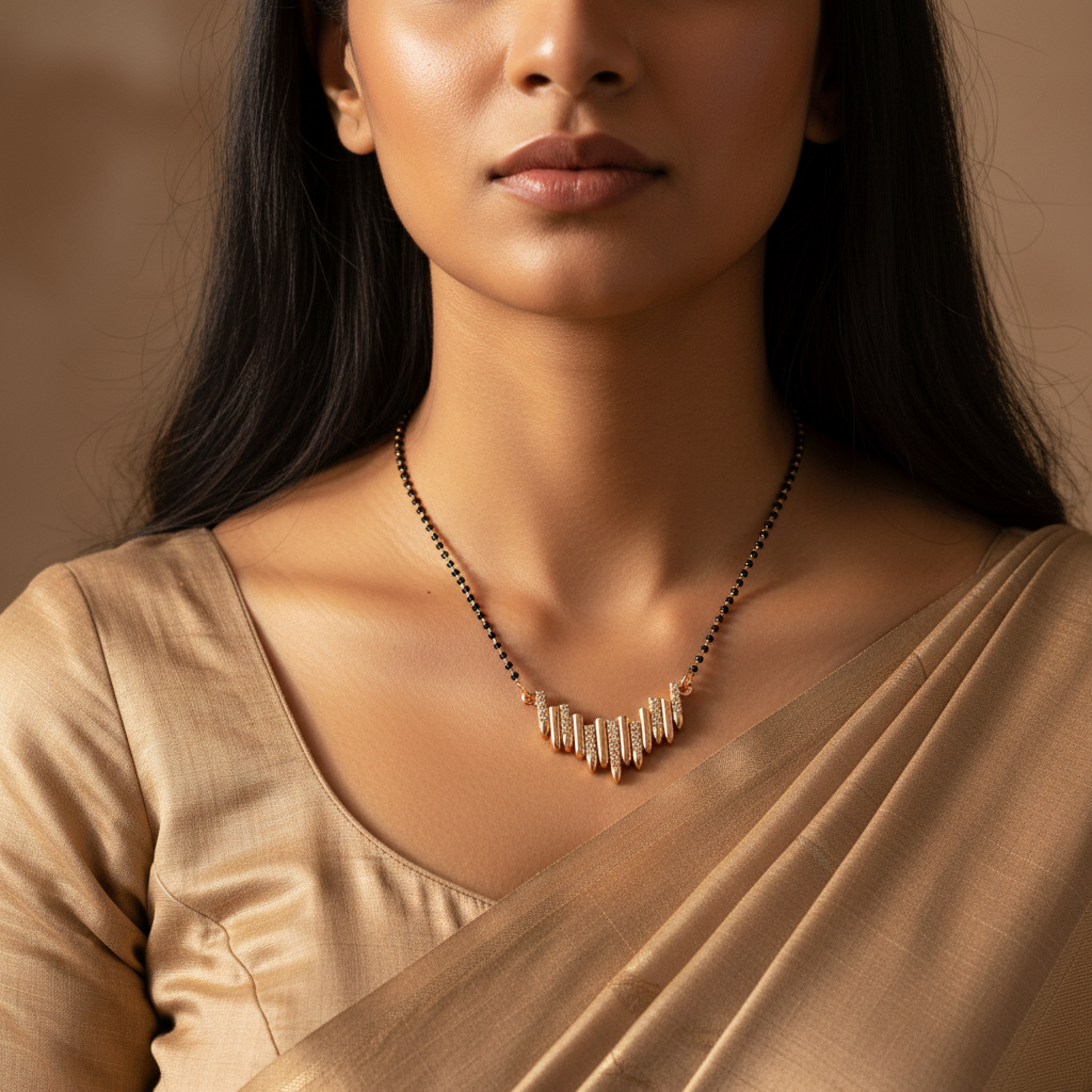 Rose Gold Staggered Linear Bar Mangalsutra