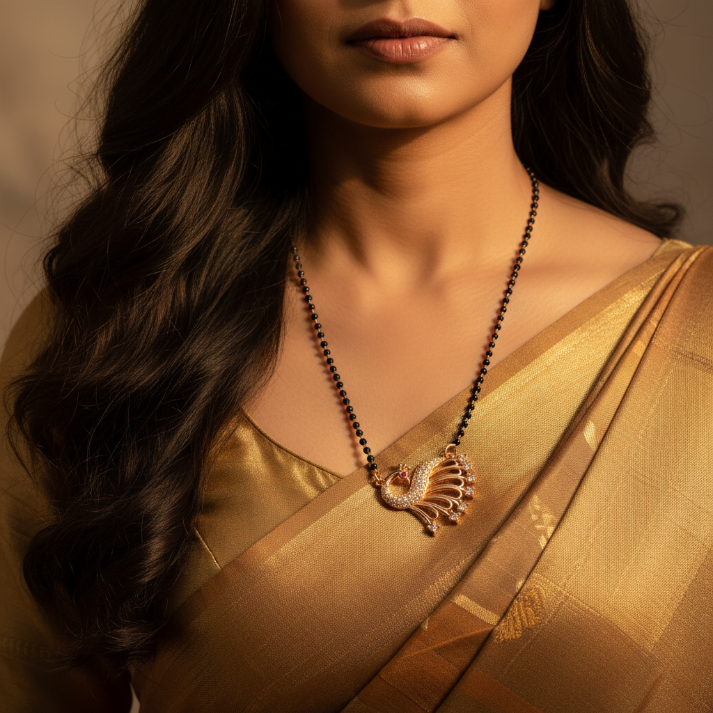 Rose Gold Exquisite Peacock Open Tail Mangalsutra