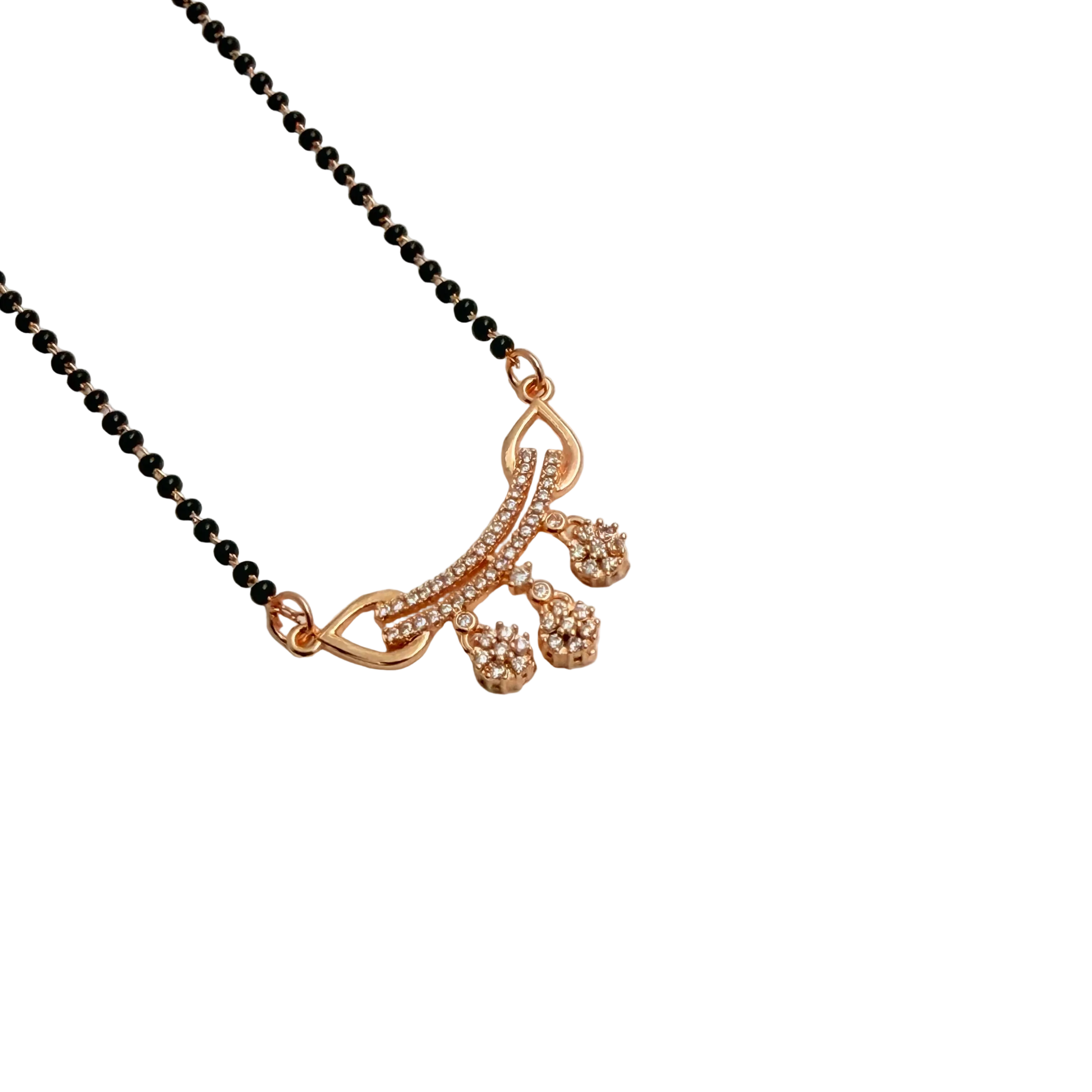 Rose Gold Garland Triple Flower Mangalsutra