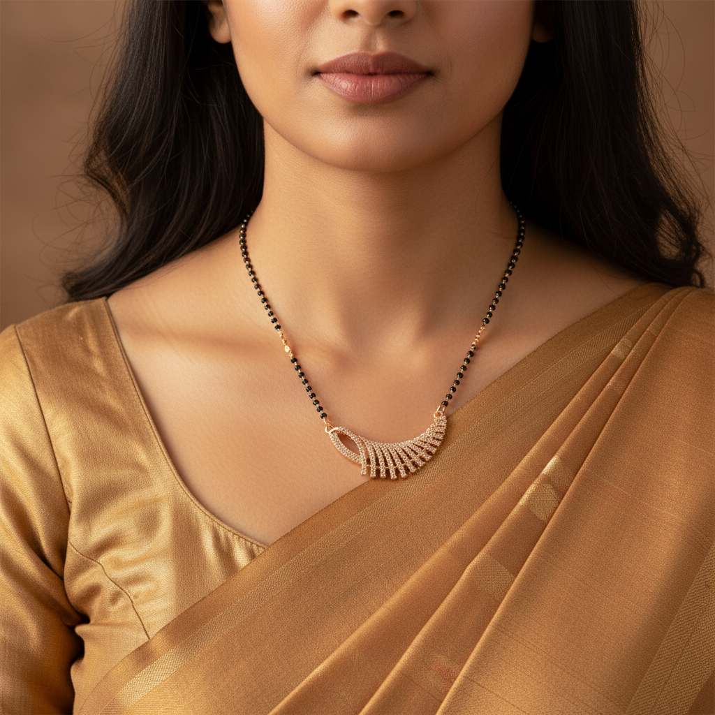 Rose Gold Radiant Crescent Fan Mangalsutra