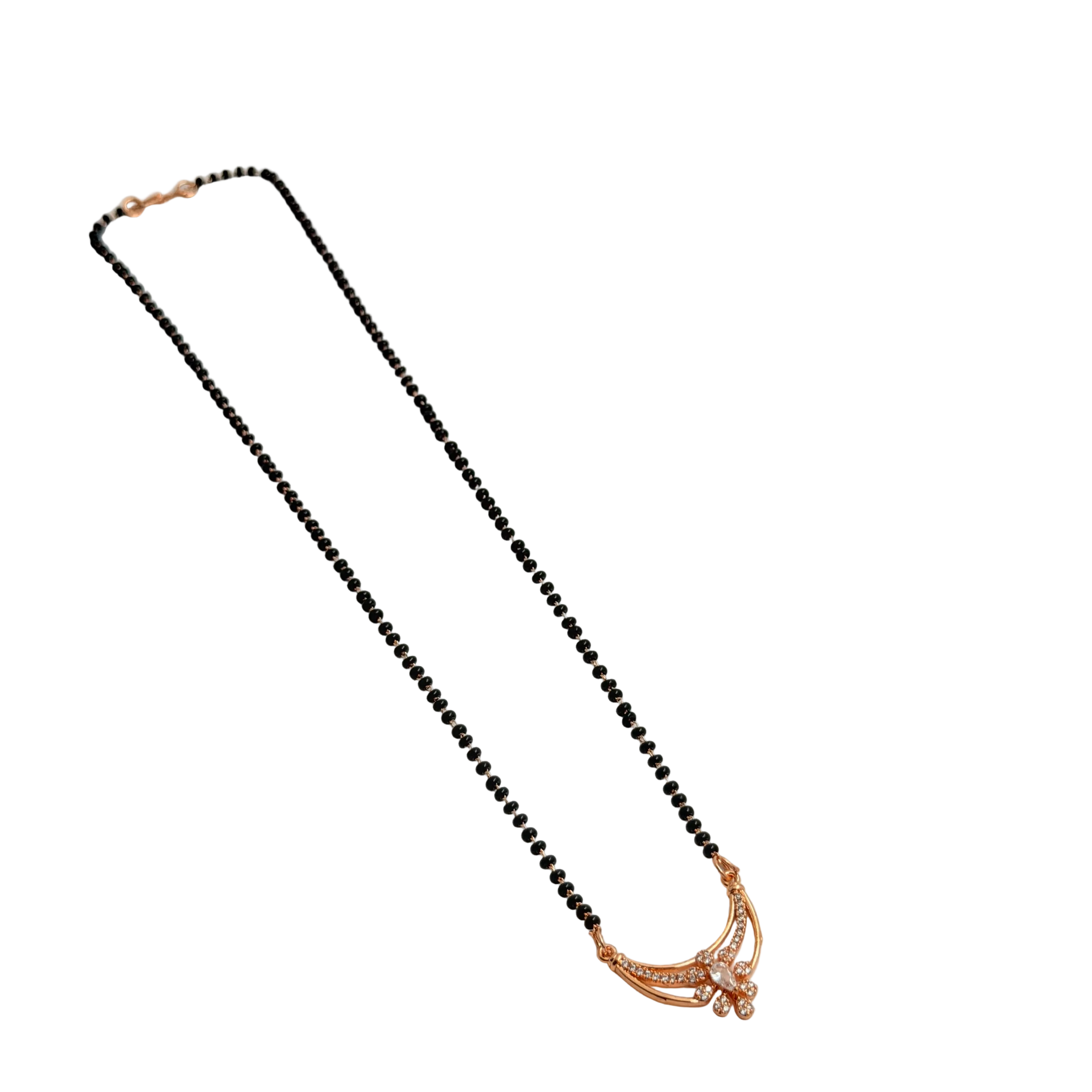 Rose Gold Crescent Flower Station Mangalsutra