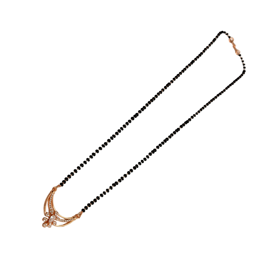 Rose Gold Crescent Flower Station Mangalsutra