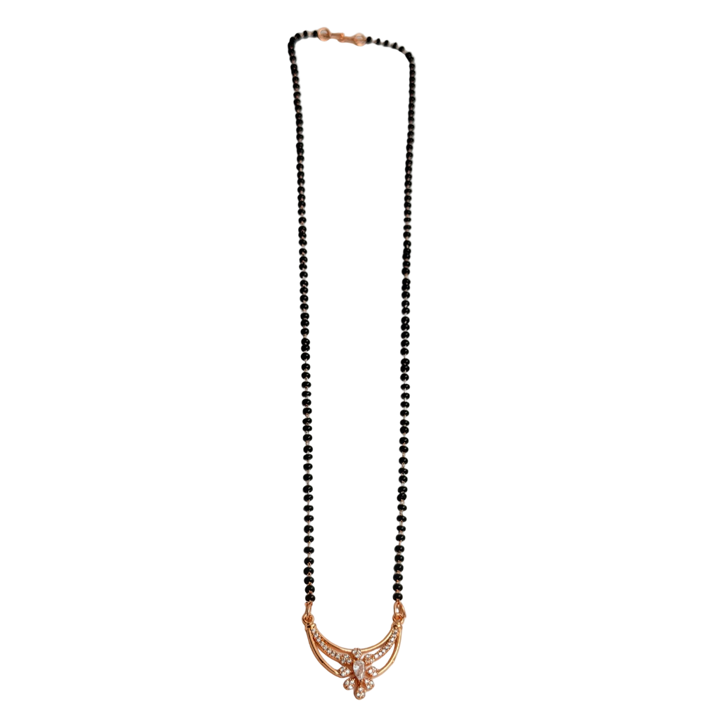 Rose Gold Crescent Flower Station Mangalsutra