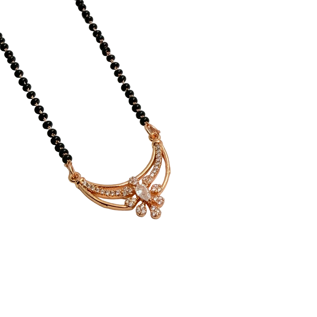 Rose Gold Crescent Flower Station Mangalsutra
