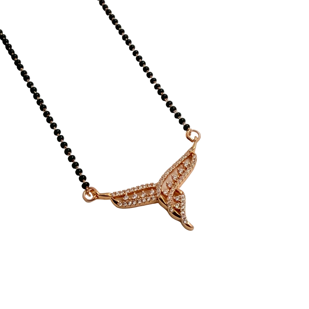 Rose Gold Swirling Crossover Ribbon Mangalsutra