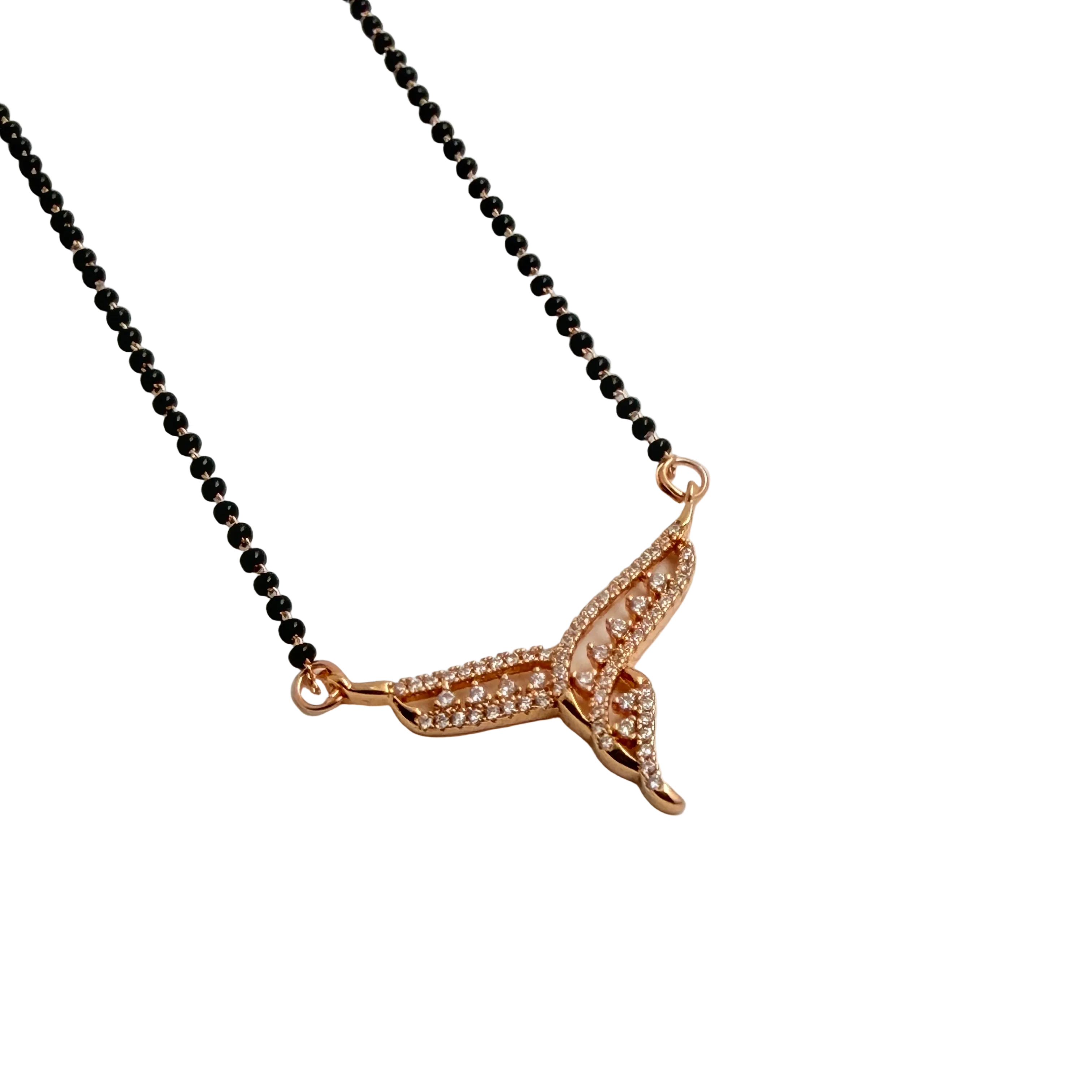 Rose Gold Swirling Crossover Ribbon Mangalsutra