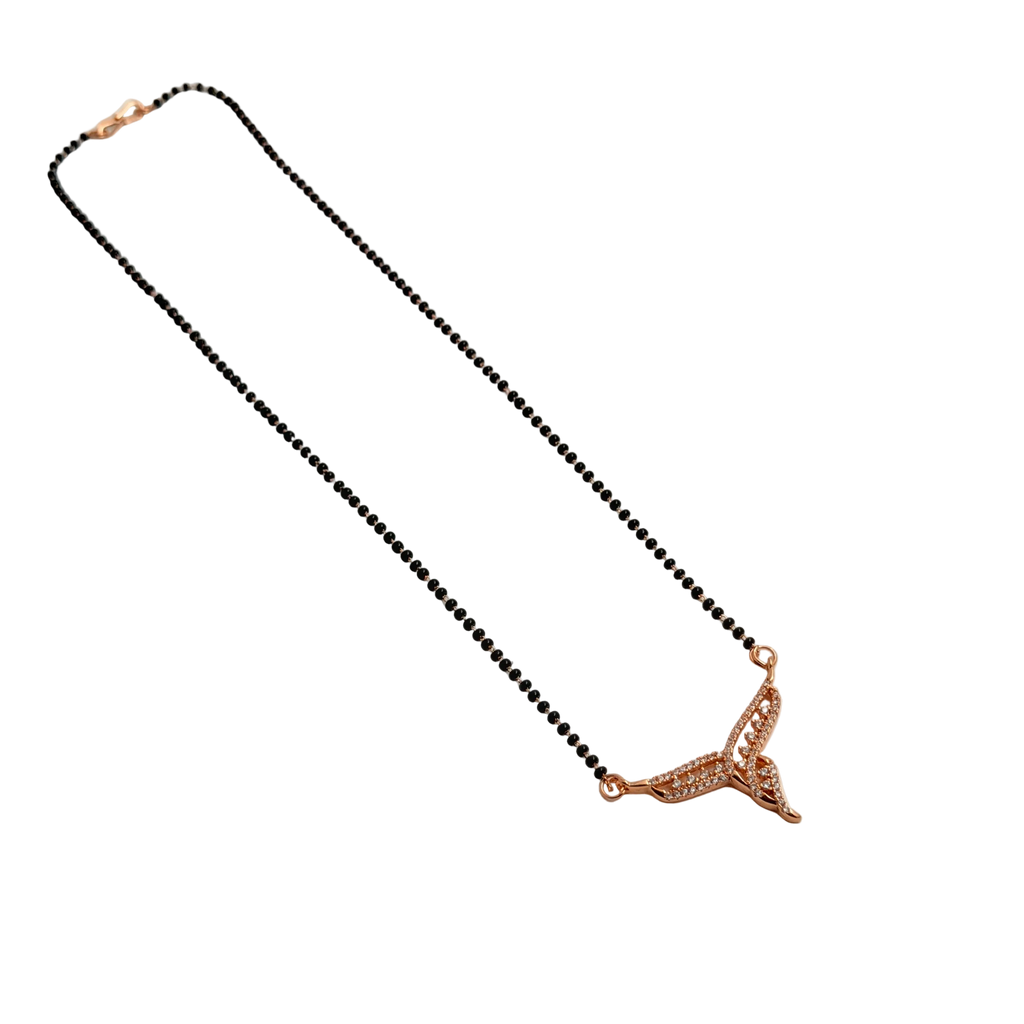 Rose Gold Swirling Crossover Ribbon Mangalsutra