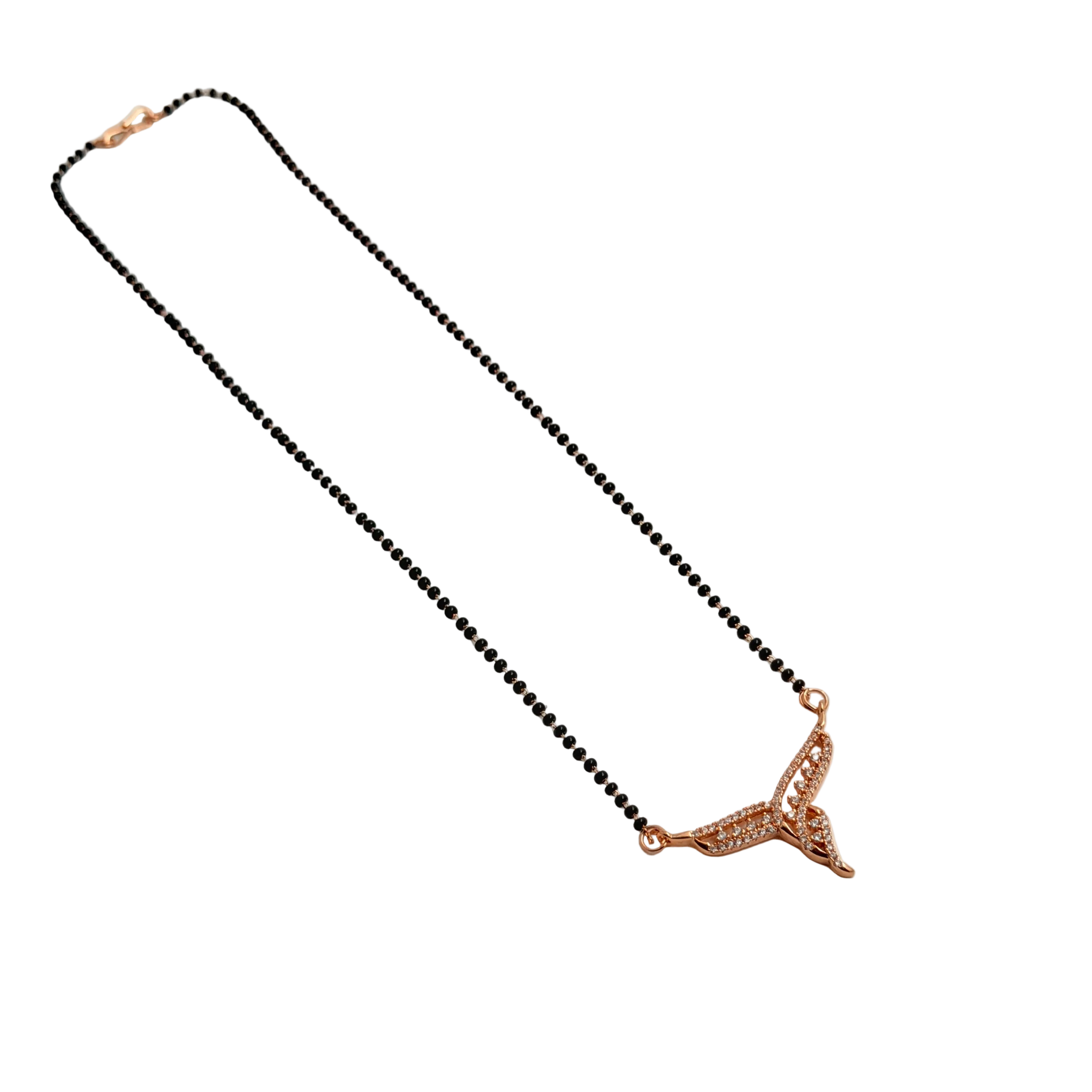 Rose Gold Swirling Crossover Ribbon Mangalsutra