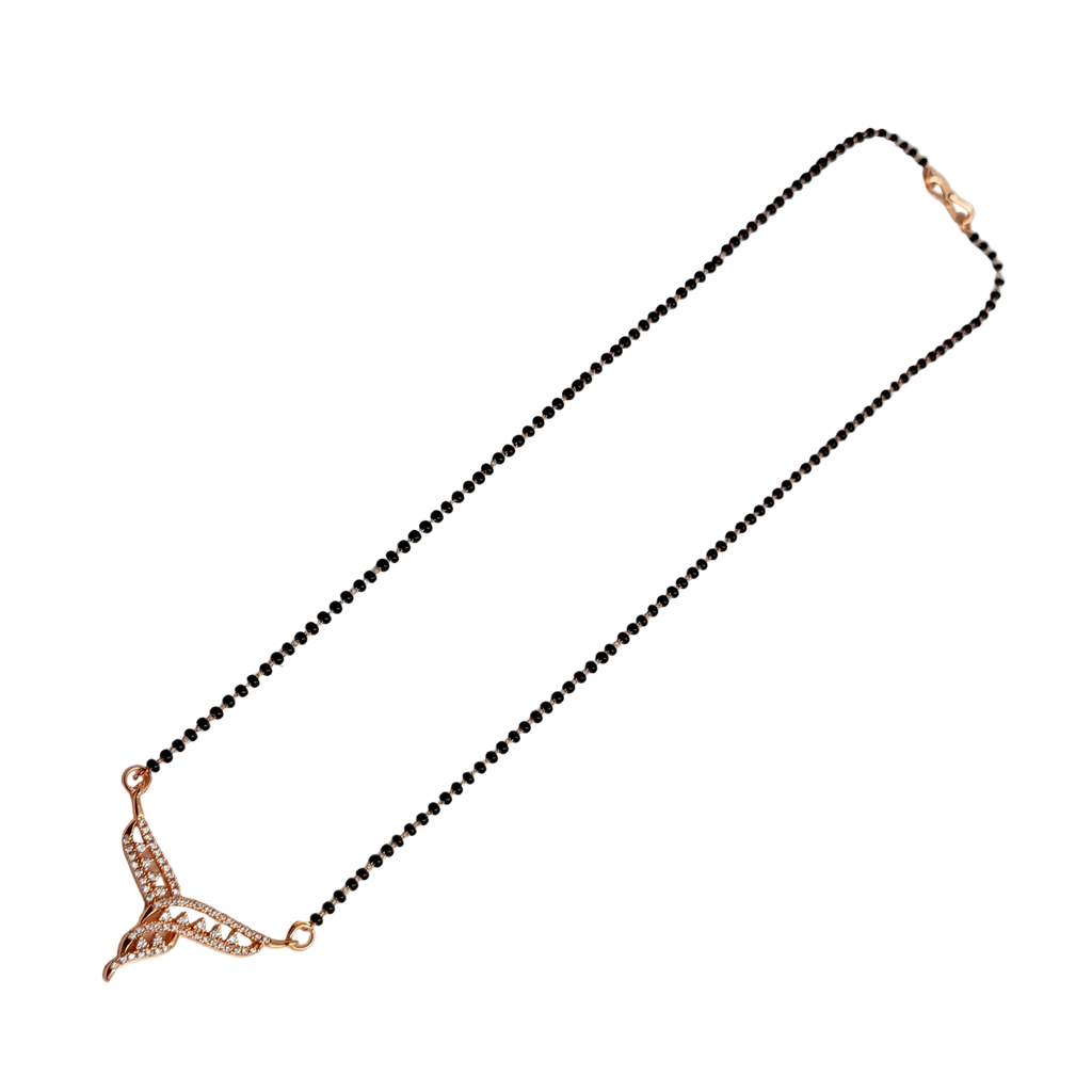 Rose Gold Swirling Crossover Ribbon Mangalsutra