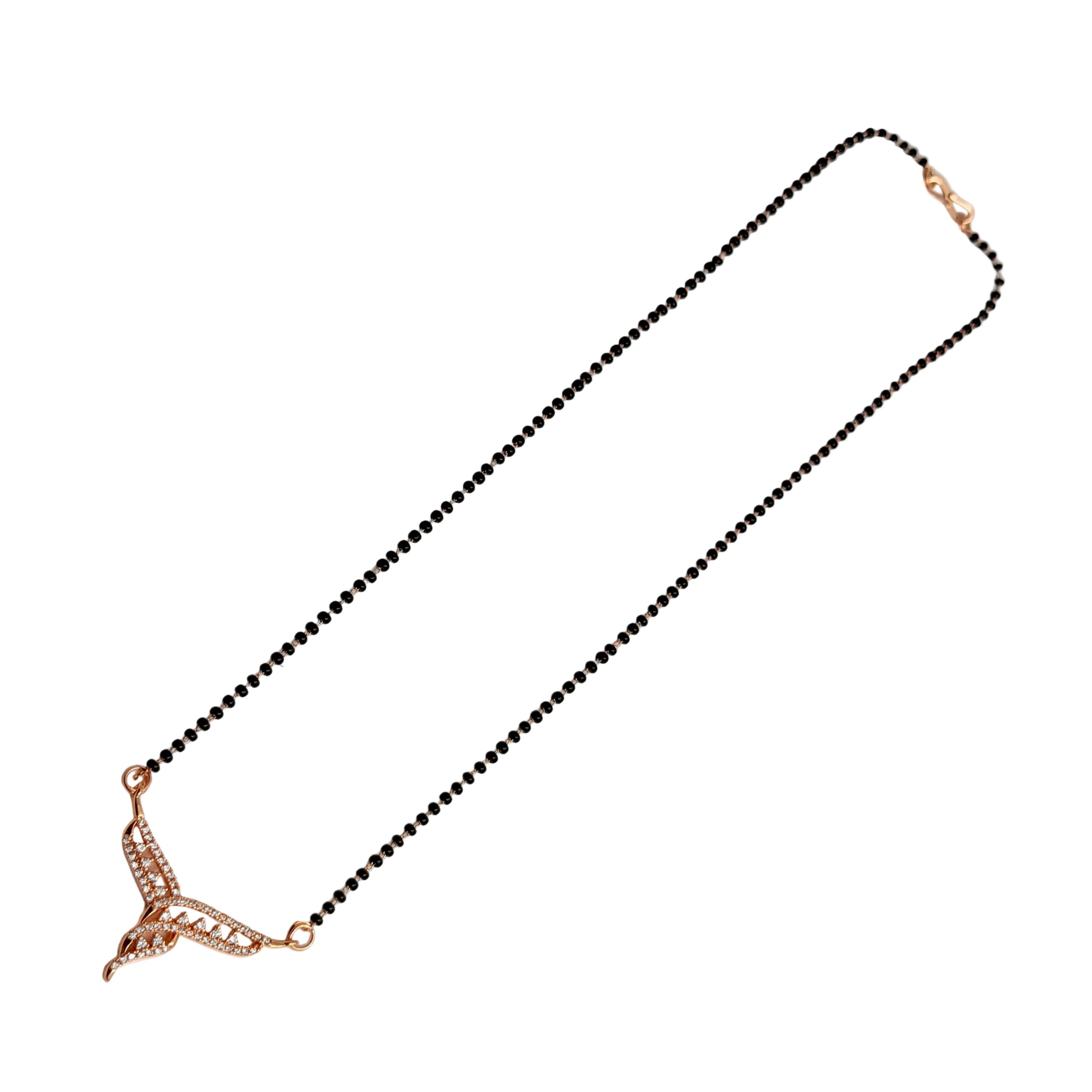 Rose Gold Swirling Crossover Ribbon Mangalsutra