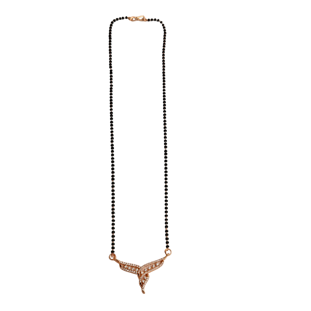 Rose Gold Swirling Crossover Ribbon Mangalsutra