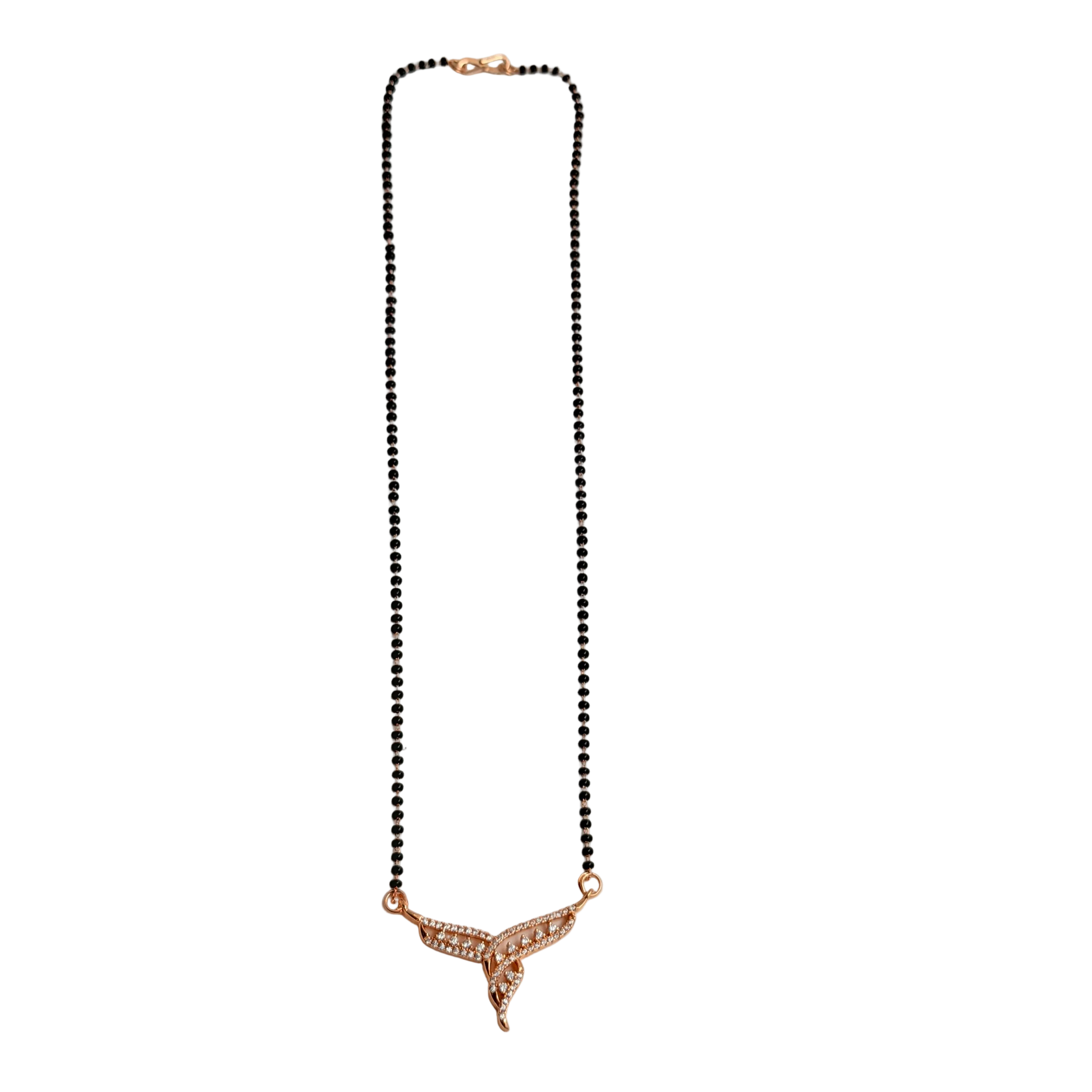 Rose Gold Swirling Crossover Ribbon Mangalsutra