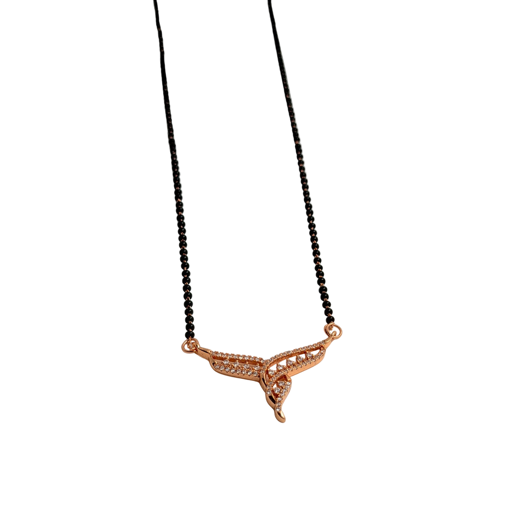 Rose Gold Swirling Crossover Ribbon Mangalsutra