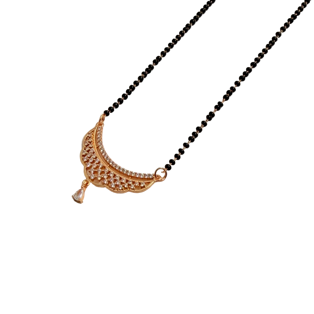 Rose Gold Crescent Filigree Teardrop Mangalsutra