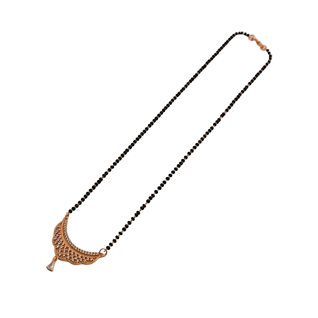 Rose Gold Crescent Filigree Teardrop Mangalsutra