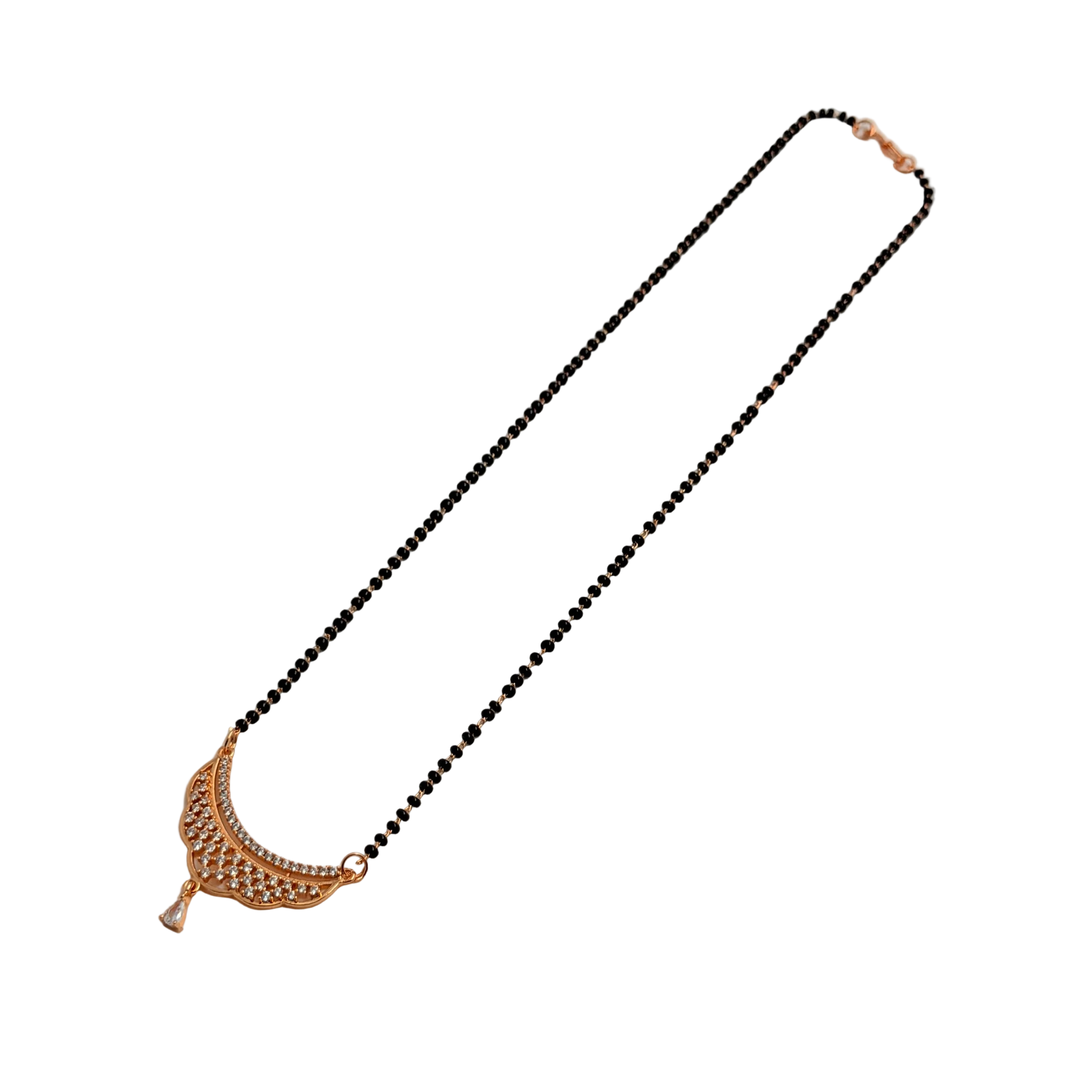 Rose Gold Crescent Filigree Teardrop Mangalsutra