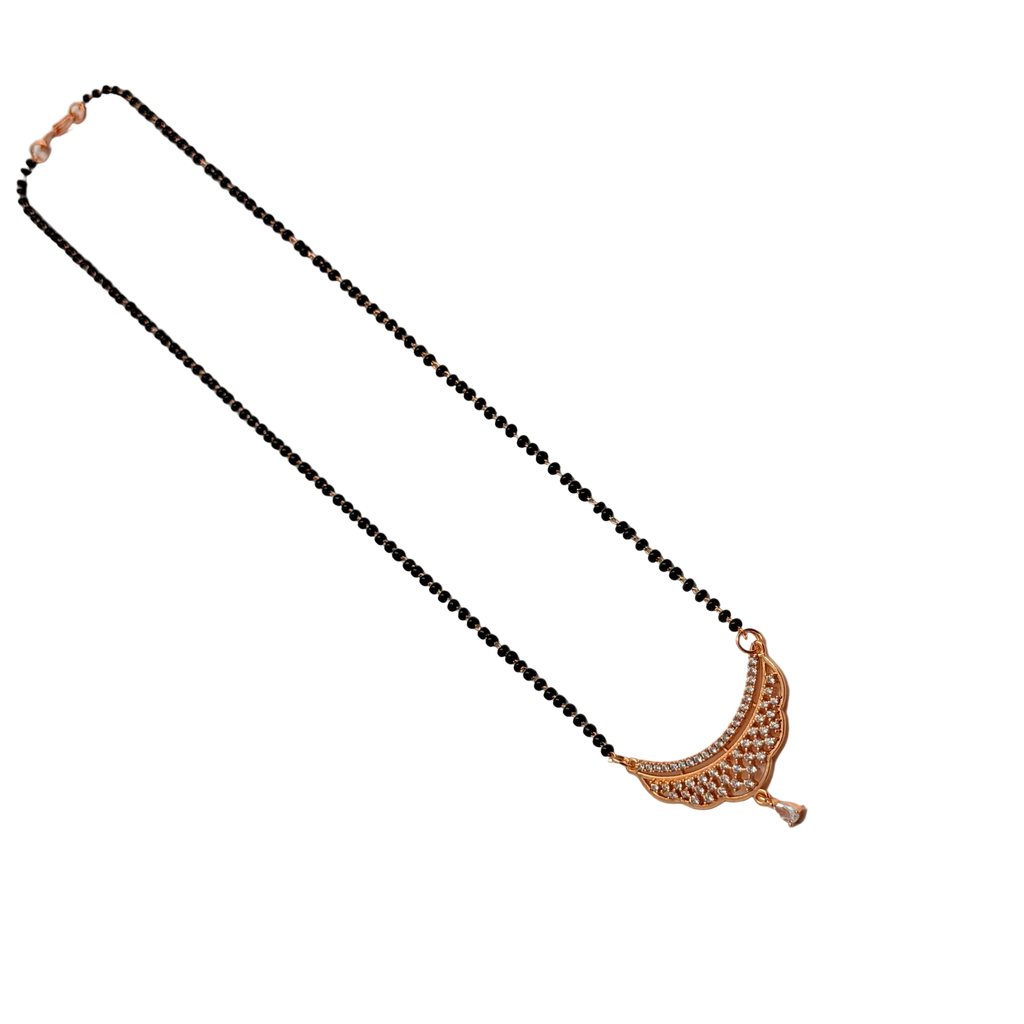 Rose Gold Crescent Filigree Teardrop Mangalsutra