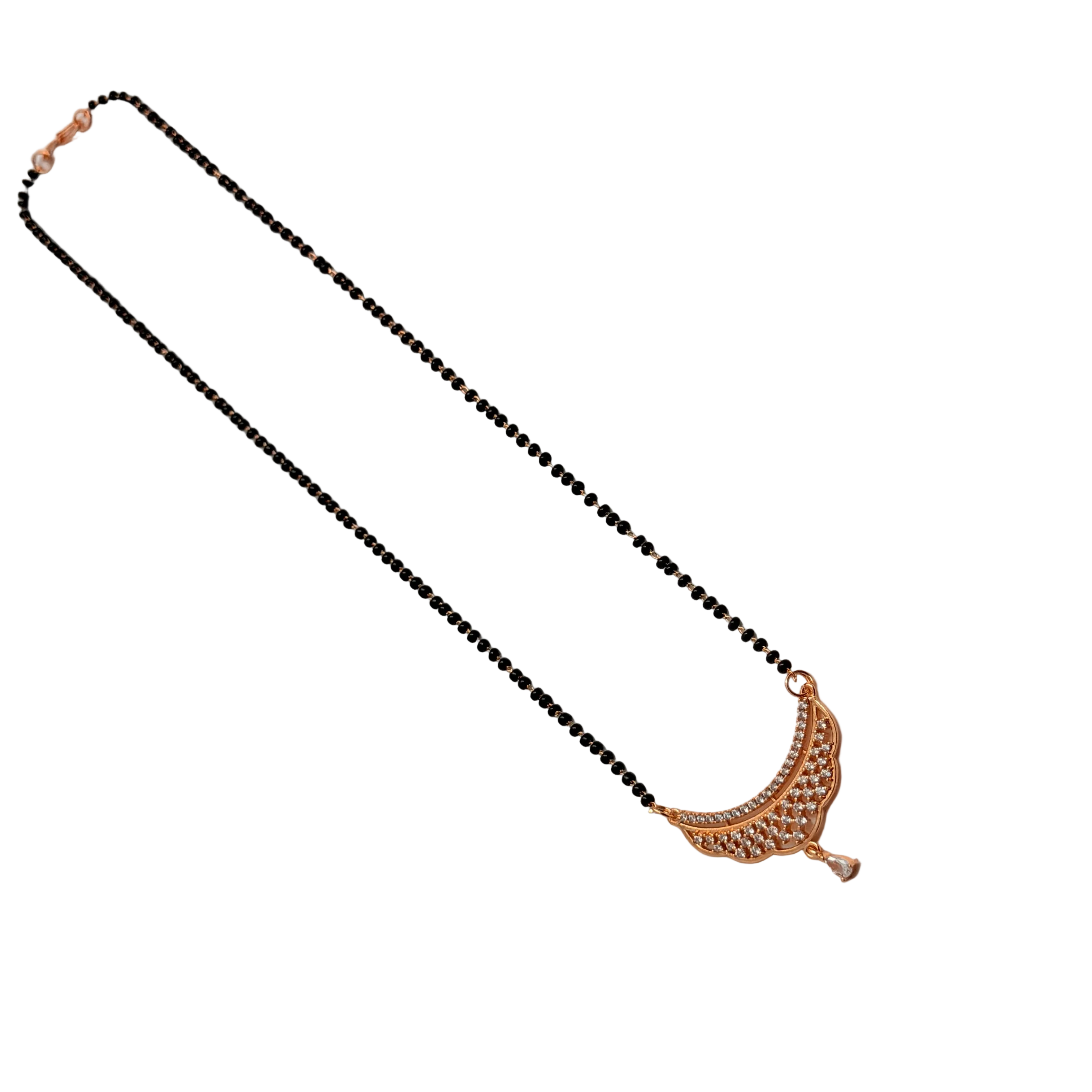 Rose Gold Crescent Filigree Teardrop Mangalsutra